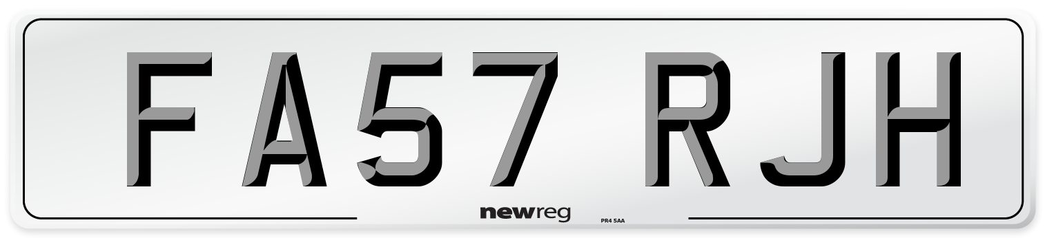 FA57 RJH Number Plate from New Reg